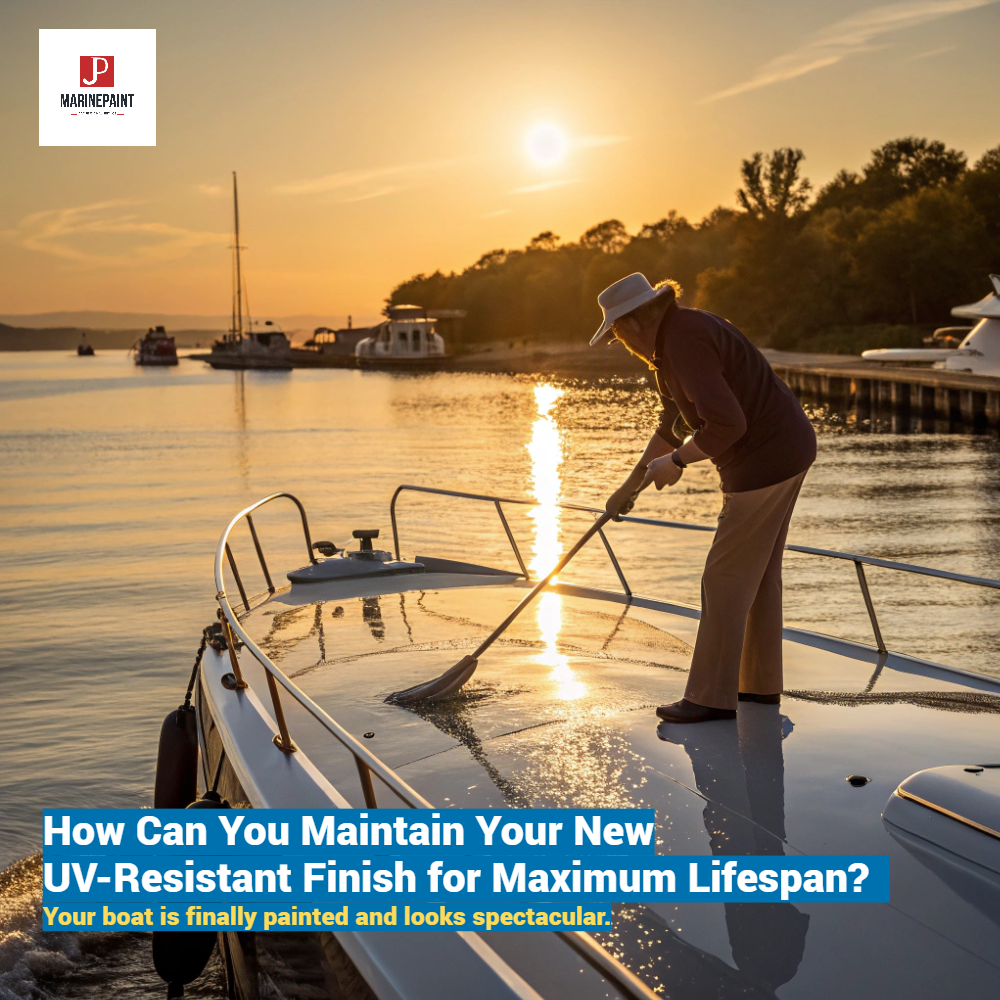 UV-resistant marine paint,Best UV-resistant boat paint,Marine paint with UV protection,UV-stable marine coatings,Polyurethane topcoat,acrylic polyurethane hull paint,fluorocarbon topcoat,epoxy primer,alkyd hull paint,topcoat,primer,finish paint,non-yellowing resistance,weather resistance,gloss retention,color retention,durability,salt spray resistance,adhesion,high solids,chemical resistance,protective coating,polyurethane resin,acrylic resin,epoxy resin,hardener,curing agent,surface preparation,sandblasting (Sa2.5),grinding (St3),high-pressure airless spray,brushing,rolling,dry film thickness (DFT),recoat interval,curing,paint system,substrate (steel,wood),marine environment,boat maintenance,hull paint,superstructure,deck paint,waterline,topside paint,yacht finish,vessel protection,boat restoration,corrosion prevention,marine grade