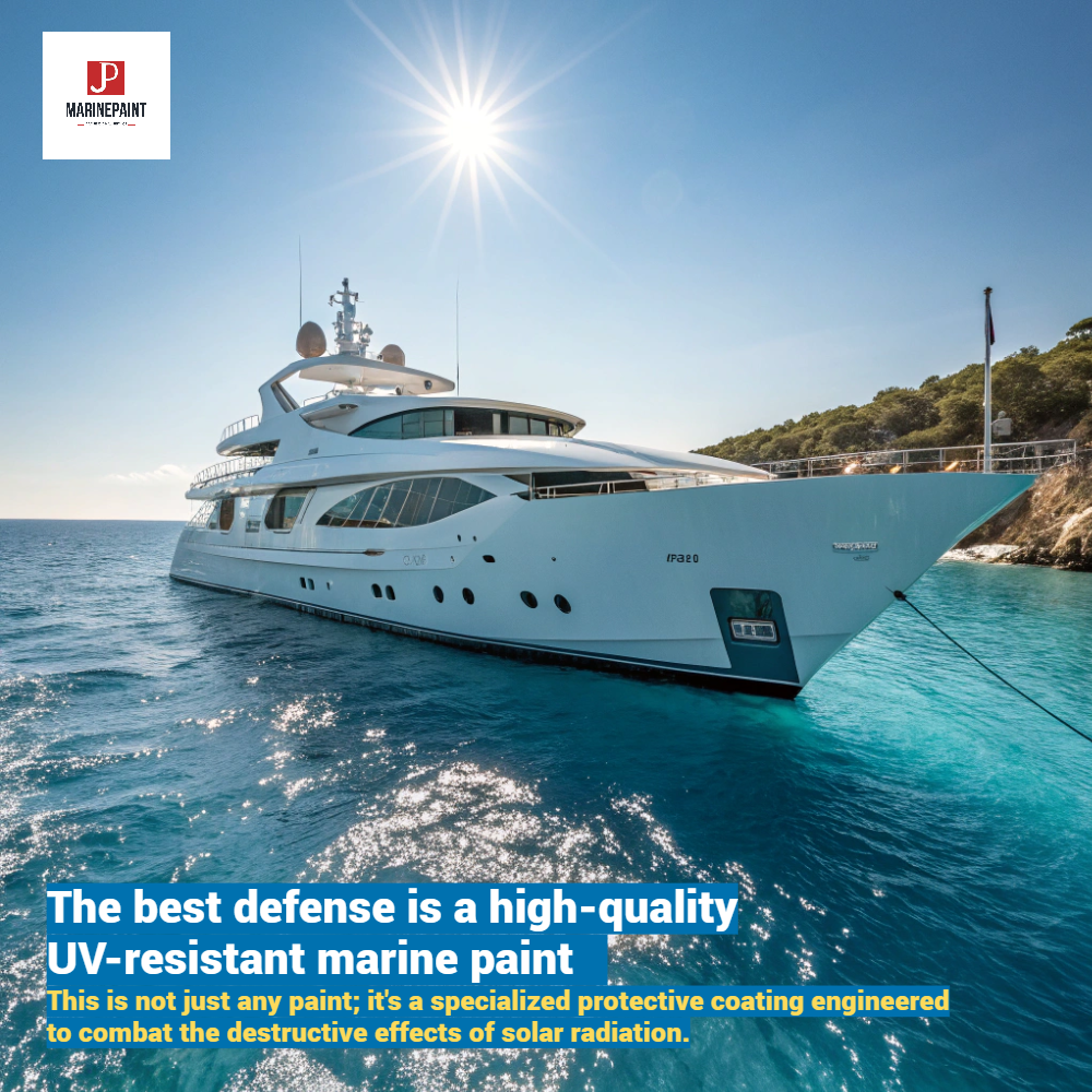 UV-resistant marine paint,Best UV-resistant boat paint,Marine paint with UV protection,UV-stable marine coatings,Polyurethane topcoat,acrylic polyurethane hull paint,fluorocarbon topcoat,epoxy primer,alkyd hull paint,topcoat,primer,finish paint,non-yellowing resistance,weather resistance,gloss retention,color retention,durability,salt spray resistance,adhesion,high solids,chemical resistance,protective coating,polyurethane resin,acrylic resin,epoxy resin,hardener,curing agent,surface preparation,sandblasting (Sa2.5),grinding (St3),high-pressure airless spray,brushing,rolling,dry film thickness (DFT),recoat interval,curing,paint system,substrate (steel,wood),marine environment,boat maintenance,hull paint,superstructure,deck paint,waterline,topside paint,yacht finish,vessel protection,boat restoration,corrosion prevention,marine grade