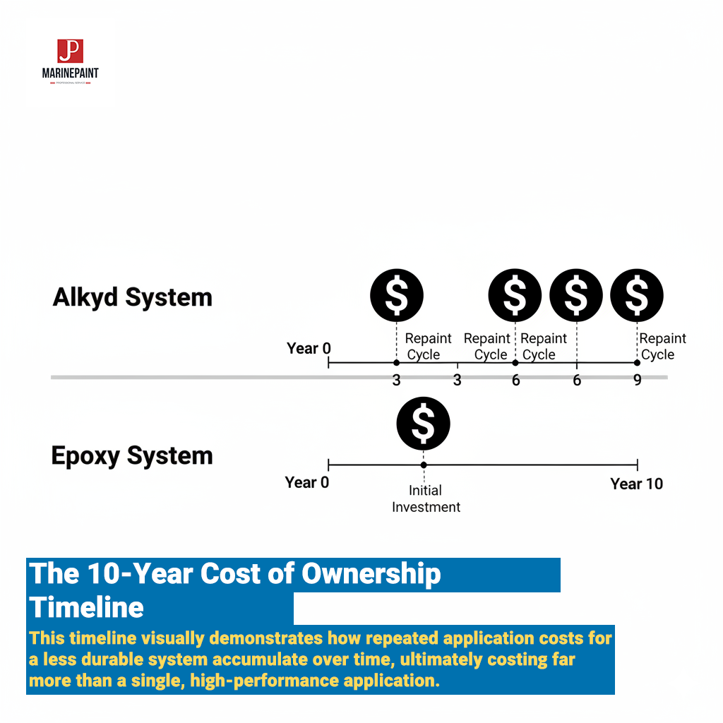 marine paint price comparison epoxy vs. Alkyd,epoxy vs enamel paint cost,marine coating cost-benefit analysis,polyurethane vs alkyd,two-part vs one-part marine paint,marine paint ROI,long-term paint cost,cost of ownership marine coatings,durability,abrasion resistance,chemical resistance,service life,recoat interval,adhesion,corrosion protection,marine primer cost,topside paint systems,deck coating solutions,cargo hold lining,superstructure paint,boat paint selection,antifouling system,price per gallon,labor costs,dry dock fees,surface preparation,project budget,marine maintenance costs,vessel downtime,Epoxy vs. Alkyd Marine Paint,Alkyd Marine Paint